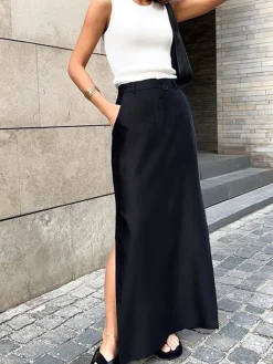 COMMENSE Basic Buttoned Maxi Skirt* Skirts|Bottoms