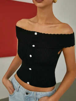 COMMENSE Basic Off-Shoulder Knit Top* Sweater Tops|Sweaters & Cardigans