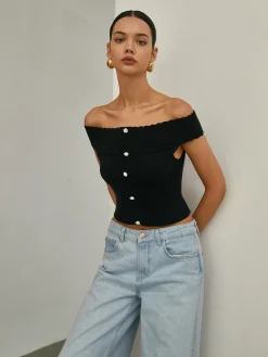 COMMENSE Basic Off-Shoulder Knit Top* Sweater Tops|Sweaters & Cardigans