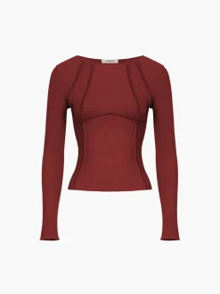 COMMENSE Basic Piping Long Sleeve Top* Sweater Tops|T-shirts