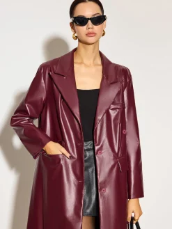 COMMENSE Basic PU Leather Button Jacket* Outerwear|Tops