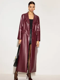 COMMENSE Basic PU Leather Button Jacket* Outerwear|Tops