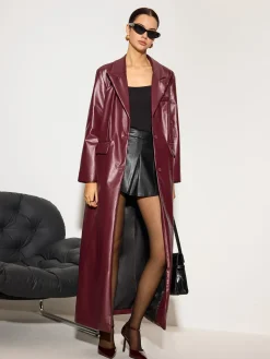 COMMENSE Basic PU Leather Button Jacket* Outerwear|Tops