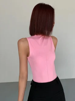 COMMENSE Basic Snug Turtleneck Tank Top* Tank Tops & Camis|Tops