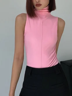 COMMENSE Basic Snug Turtleneck Tank Top* Tank Tops & Camis|Tops