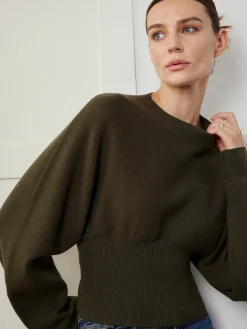 COMMENSE Batwing Sleeve Cinched Sweater* Sweater Tops|Sweaters & Cardigans
