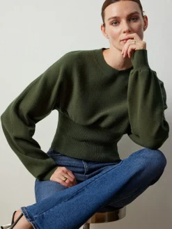 COMMENSE Batwing Sleeve Cinched Sweater* Sweater Tops|Sweaters & Cardigans