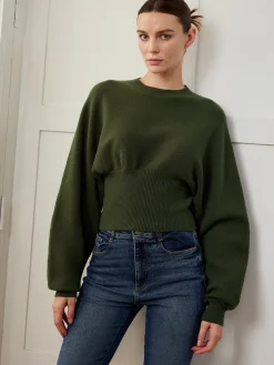 COMMENSE Batwing Sleeve Cinched Sweater* Sweater Tops|Sweaters & Cardigans