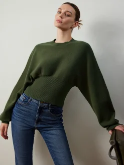COMMENSE Batwing Sleeve Cinched Sweater* Sweater Tops|Sweaters & Cardigans