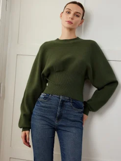 COMMENSE Batwing Sleeve Cinched Sweater* Sweater Tops|Sweaters & Cardigans
