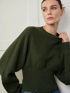 COMMENSE Batwing Sleeve Cinched Sweater* Sweater Tops|Sweaters & Cardigans