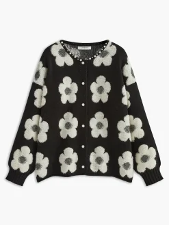 COMMENSE Beaded Trim Floral Cardigan* Cardigans|Sweaters & Cardigans