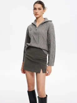 COMMENSE Beaded Trim Side-Zipper Mini Skirt* Skirts|Bottoms