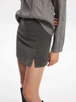 COMMENSE Beaded Trim Side-Zipper Mini Skirt* Skirts|Bottoms