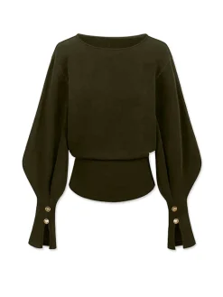 COMMENSE Bell Sleeve Cinched Sweatshirt* Sweatshirts & Hoodies|Tops