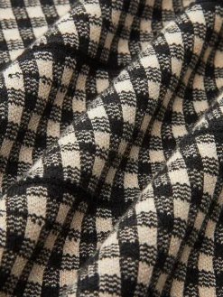 COMMENSE Belted Plaid Panel Sweater Dress* Black Dresses|Sweater Dresses