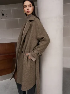 COMMENSE Belted Pockets Long Wool Coat* Outerwear|Coats