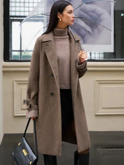 COMMENSE Belted Pockets Long Wool Coat* Outerwear|Coats