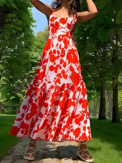COMMENSE Blooming In Summer Floral Print Cami Long Dress* Casual Dresses|Floral Dresses