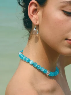 COMMENSE Blue Cat Eye Stone Beaded Necklace* Necklaces|Accessories