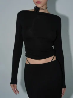 COMMENSE Boat Neck Long Sleeve Shirt* Sweater Tops|T-shirts