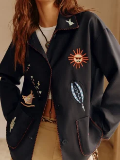 COMMENSE Boheme Embroidery Lapel Jacket* Outerwear|Jackets
