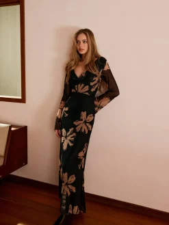 COMMENSE Boheme Printed Cowl Neck Floral Dress* Casual Dresses|Work Dresses