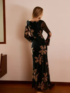 COMMENSE Boheme Printed Cowl Neck Floral Dress* Casual Dresses|Work Dresses