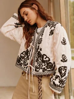 COMMENSE Boheme Printed Lace Up Short Jacket* Outerwear|Jackets