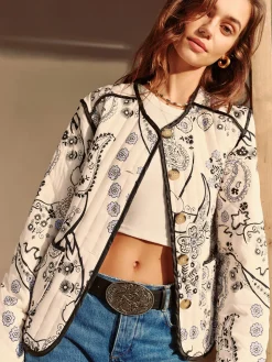 COMMENSE Boheme Printed Piping Winter Coat* Outerwear|Coats