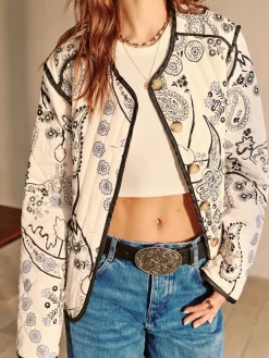 COMMENSE Boheme Printed Piping Winter Coat* Outerwear|Coats
