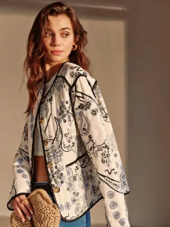 COMMENSE Boheme Printed Piping Winter Coat* Outerwear|Coats