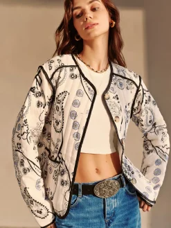 COMMENSE Boheme Printed Piping Winter Coat* Outerwear|Coats