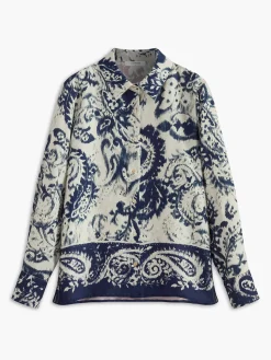 COMMENSE Boheme Printed Satin Breasted Polo Shirt* Matching Sets|Tops