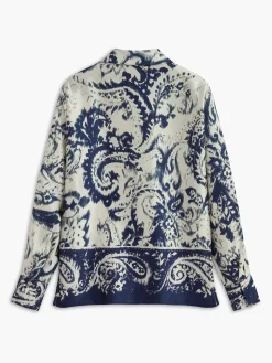 COMMENSE Boheme Printed Satin Breasted Polo Shirt* Matching Sets|Tops