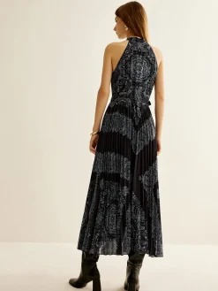 COMMENSE Boheme Sleeveless Pleated Dress With Belt* Black Dresses|Casual Dresses