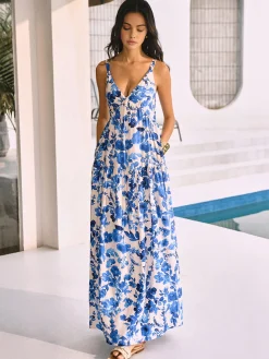 COMMENSE Boho Blooming Floral Print Pocket Cami Long Dress* Floral Dresses|Vacation Dresses