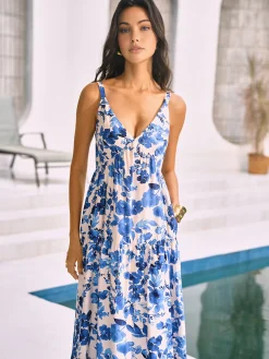 COMMENSE Boho Blooming Floral Print Pocket Cami Long Dress* Floral Dresses|Vacation Dresses