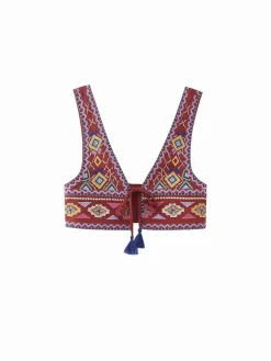 COMMENSE Boho Embroidery Knotted Cami Top* Tank Tops & Camis|Tops
