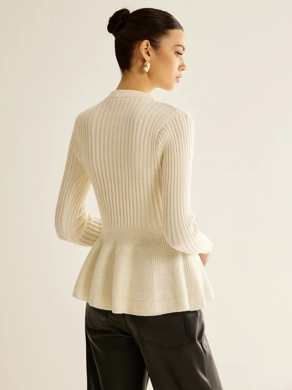 COMMENSE Bow Decor Ruffle Knit Top* Sweater Tops|Sweaters & Cardigans