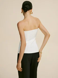 COMMENSE Bow Decor Split Tube Top* Tank Tops & Camis|Tops