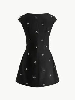 COMMENSE Bow Detail Breasted Tank Dress* Black Dresses|Casual Dresses