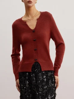 COMMENSE Bow Detail Split Pullover Sweater* Sweater Tops|Sweaters & Cardigans