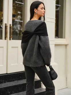 COMMENSE Bow Front Cutout Shift Sweater* Sweater Tops|Sweaters & Cardigans