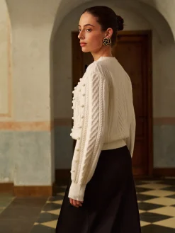 COMMENSE Bow Front Knit Ball-Decor Sweater* Knitwear|Tops