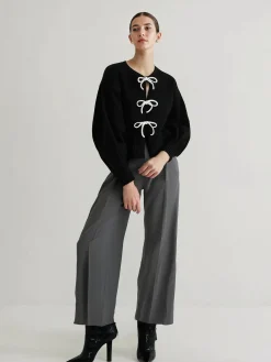 COMMENSE Bow Front Shift Sweater* Sweater Tops|Sweaters & Cardigans