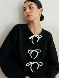 COMMENSE Bow Front Shift Sweater* Sweater Tops|Sweaters & Cardigans