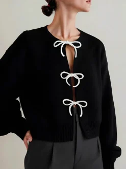COMMENSE Bow Front Shift Sweater* Sweater Tops|Sweaters & Cardigans