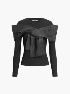 COMMENSE Bow Knot Long Sleeve Top* T-shirts|Tops