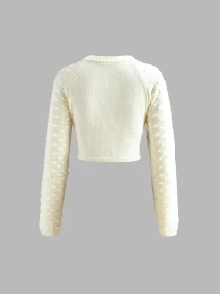 COMMENSE Bow Knotted Cozy Crop Knit Top* Sweater Tops|Sweaters & Cardigans
